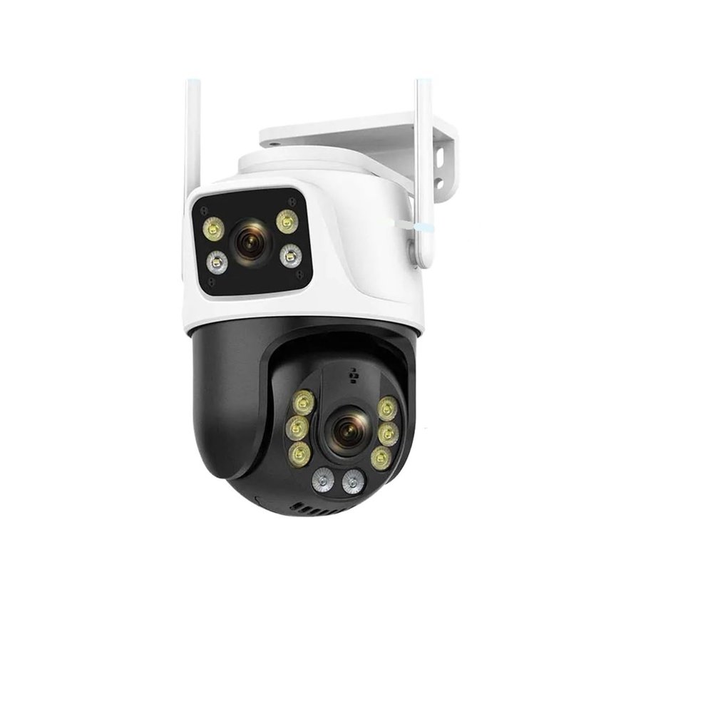LNBBEQ IP Camera 8MP 4K WiFi Surveillance Camera Three Lens Dual Screen PTZ Camera Police Light Alarm CCTV Security Camera(AU Plug,8MP NO SD Card)