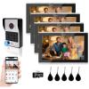 Wired Video Door Phone Apartment Intercom System,10 Inch Monitor with 1080P Doorbell,Supporting Fingerprint,RFID Card,Password Unlocking,Motion Detect for Home Villa,Tuya (1 doorbell + 4 Monitor) view 1