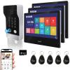 1080P Wired Video Door Phone Apartment Doorbell Intercom System,10 Inch Monitor,Supporting Fingerprint,RFID,Password Unlocking,Motion Detect,2-Way Audio for Home (1 doorbell(B)+ 3 monitor(B)) view 1