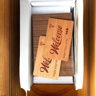 125Khz Eco - Friendly Cherry Wood,TK4100(EM4100) Welcome to Stay RFID ID Cards for Entry Access Control for Door Access Control Contactless ((Pack of 100)