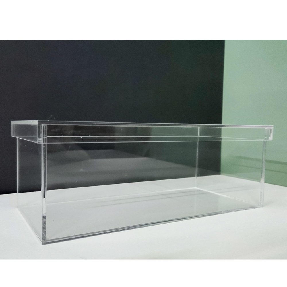 Clear Square Acrylic Boxes with Lid, Plastic Storage Boxes for Candy, Cookies, Coins, Tea, Cosmetics, Jewelry and Trinkets, Acrylic Cube Containers(35x18x5cm)