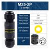LGQWZMUG IP68 Mini Waterproof Connector Cable Gland 2/3/4/5 Pin Splitter Type I Outdoor(IP68-M25 2P 9-12mm) view 2