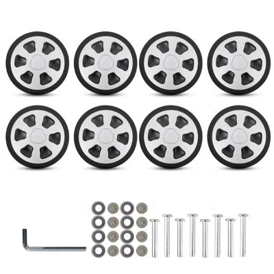anfohz Luggage Replacement Wheels 4Pairs 60x12mm Luggage Replacement Wheel Universal Double Rubber Suitcase Repair Kit For Most Of Wheels Rolling Luggages(Silver)