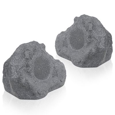 Sound Town Pair of 2-Way 5.25" High Fidelity Passive Outdoor Rock Speakers, Weather-Resistant, 70V/100V/8-Ohm, Commercial Installation for Garden, Yard, Deck, Gray (ROCK-52G-PAIR)