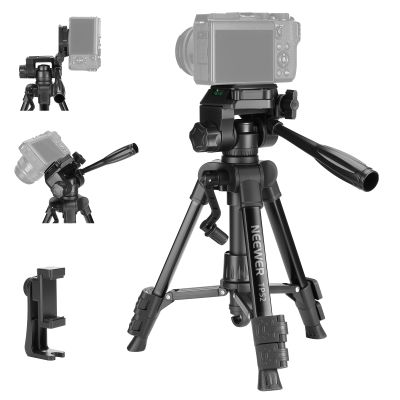 NEEWER ENTRY LEVEL VERSION Mini Desk Tripod for Camera, Small Compact Portable DSLR Camcorder Webcam Stand, 3 Way Pan Tilt Head Cell Phone Holder Mount Compatible with iPhone for Video Recording, TP52