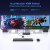 4K Kvm Switch 2 Monitors 2 Computers 4K@60Hz HDMI Displayport Dual Monitor KVM Switches 2 Ports for 2 PC Share Mouse Keyboard and 2 Screens with USB 3.0 Cables and Extended Controller view 2