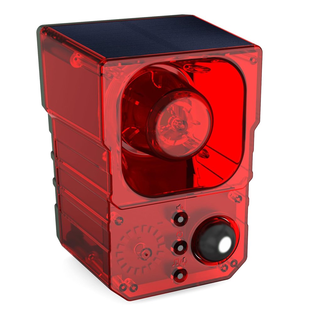 Solar Motion Sensor Alarm Outdoor - Support Recording&Volume, 129db Loud Noise Maker, Barking Dog&Gunshot Siren, Wide-Angle Sensing Motion Detector, with USB&Remote Controller, Detect Intruder