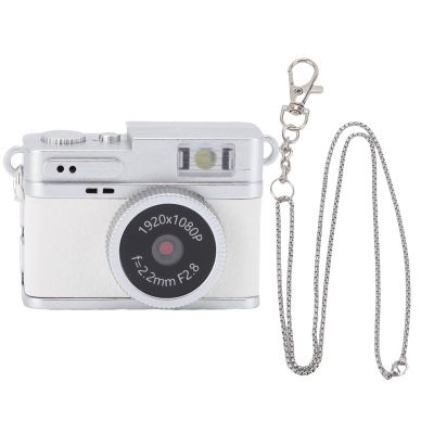 ASHATA Mini Keychain Camera 1080P 2MP, Retro Digital Camera with 32GB, 4 Filters, Compact and Lightweight, 0.96in Color Screen, LED Flash for Capturing Memories (White)