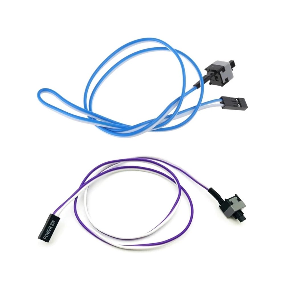bodateng 2 Pcs PC Motherboard Cable Power Supply I/O Reset Button Switch Line Replacement Desktop Computer Chassis Power Lines(Purple White)