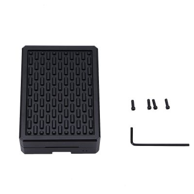 4 Enclosure Aluminum Alloy Protective Shell Heat Dissipation Cooling Case for 4 Model B Black with Screws and Wrench