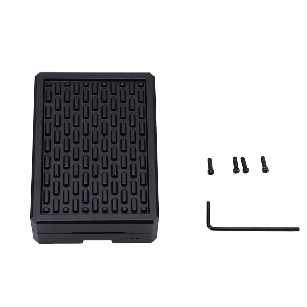 4 Enclosure Aluminum Alloy Protective Shell Heat Dissipation Cooling Case for 4 Model B Black with Screws and Wrench
