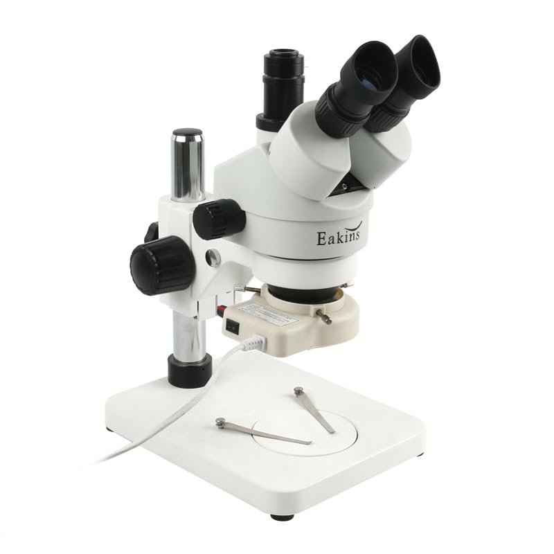 1pc 7X-45X Continuous Zoom Stereo Trinocular Microscope A1 Lifting Adjustment Holder Arm 56 LED Light for Industrial Phone Repair(White)