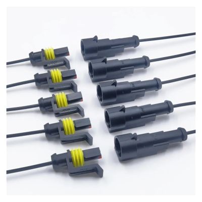 1/2/3/4 Pin Water Proof Connector, Electrical Terminal Quick Connector, 10Pcs/ 5Sets, with Wire, Suitable for Cars, Ships, Etc.(1Pin 10PCs (5Sets))