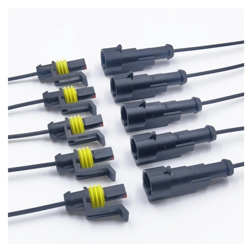 1/2/3/4 Pin Water Proof Connector, Electrical Terminal Quick Connector, 10Pcs/ 5Sets, with Wire, Suitable for Cars, Ships, Etc.(1Pin 10PCs (5Sets))