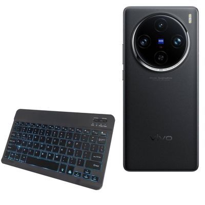BoxWave Keyboard Compatible with vivo X100 - SlimKeys Bluetooth Keyboard - with Backlight, Portable Slim LED 7 Colors - Jet Black