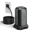 15Ft Extension Cord Power Strip Tower Surge Protector, Desktop Charging Station with Multiple Outlets, 9 Outlets, 4 USB (2 USB-C), 1080J, Multiple Protections Outlet Extender for Home, Office, Dorm view 1