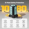 15Ft Long Extension Cord Power Strip Tower Surge Protector, Desktop Charging Station with Multiple Outlets, 9 Outlets, 4 USB (2 USB-C), 1080J Multiple Protections Outlet Extender for Home Office Blue view 3