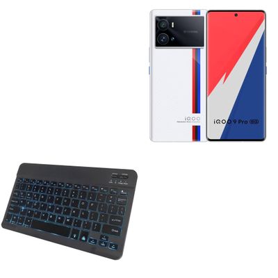 BoxWave Keyboard Compatible with iQOO Neo 9 Pro - SlimKeys Bluetooth Keyboard - with Backlight, Portable Slim LED 7 Colors - Jet Black