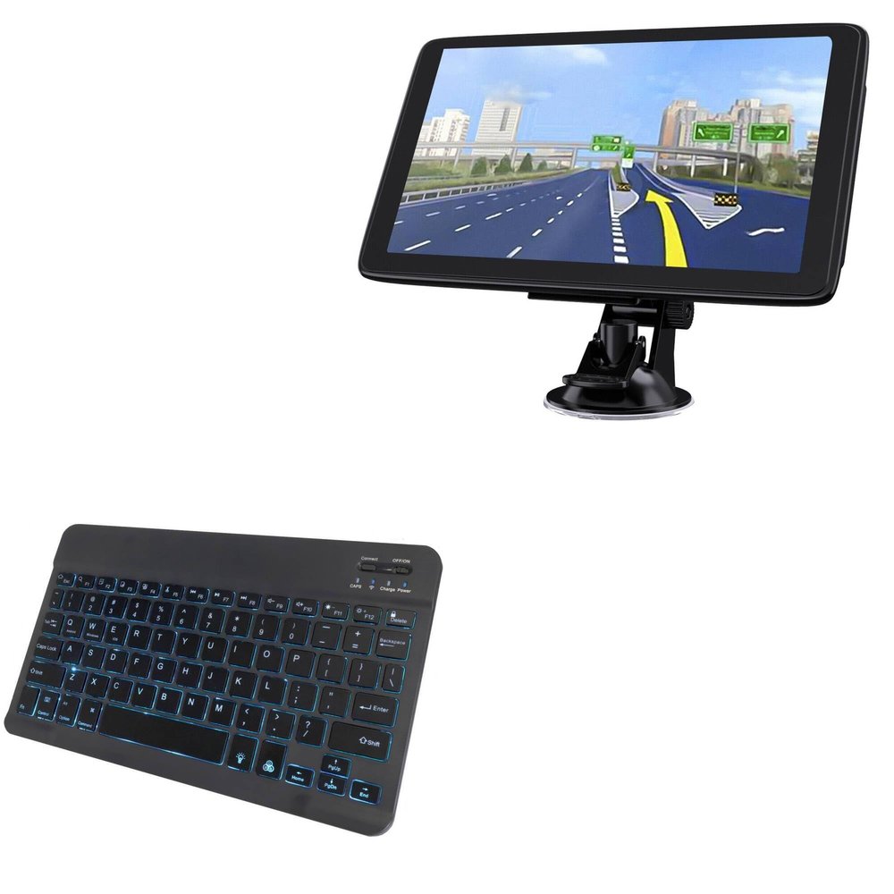 BoxWave Keyboard Compatible with Xgody C17 - SlimKeys Bluetooth Keyboard - with Backlight, Portable Slim LED 7 Colors - Jet Black