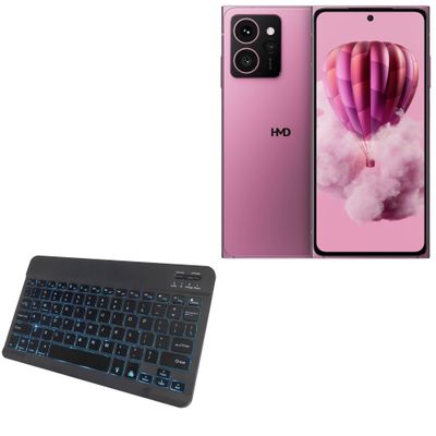 BoxWave Keyboard Compatible with HMD Skyline - SlimKeys Bluetooth Keyboard - with Backlight, Portable Slim LED 7 Colors - Jet Black