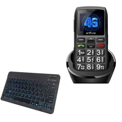 BoxWave Keyboard Compatible with artfone C1+ 4G - SlimKeys Bluetooth Keyboard - with Backlight, Portable Slim LED 7 Colors - Jet Black