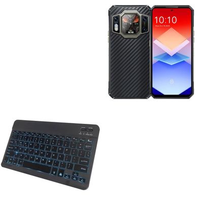 BoxWave Keyboard Compatible with Oukitel WP30 Pro - SlimKeys Bluetooth Keyboard - with Backlight, Portable Slim LED 7 Colors - Jet Black