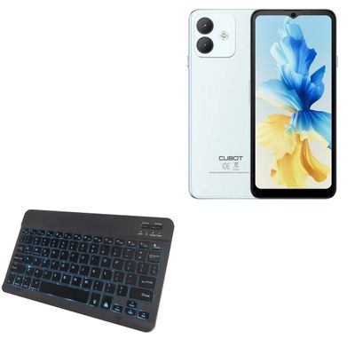 BoxWave Keyboard Compatible with Cubot Note 40 - SlimKeys Bluetooth Keyboard - with Backlight, Portable Slim LED 7 Colors - Jet Black