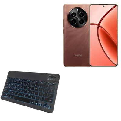BoxWave Keyboard Compatible with Realme P1 Pro - SlimKeys Bluetooth Keyboard - with Backlight, Portable Slim LED 7 Colors - Jet Black