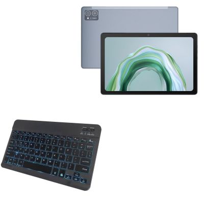 BoxWave Keyboard Compatible with Cubot Tab 40 - SlimKeys Bluetooth Keyboard - with Backlight, Portable Slim LED 7 Colors - Jet Black