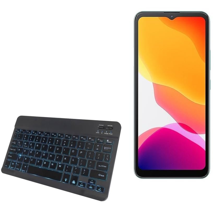 BoxWave Keyboard Compatible with Cubot Note 21 - SlimKeys Bluetooth Keyboard - with Backlight, Portable Slim LED 7 Colors - Jet Black