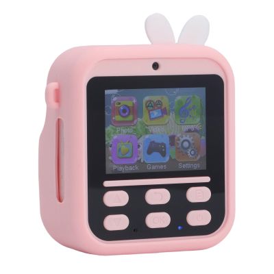 Wisoqu Instant Print Camera, HD Double Lens Selfie Cameras, 48MP Digital with 2.4 Inch Display Screen, 16x Digital Zoom, Toy with Filters Game Music for Kids (Pink Rabbit)