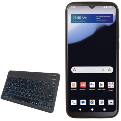 BoxWave Keyboard Compatible with Orbic Joy 2 - SlimKeys Bluetooth Keyboard - with Backlight, Portable Slim LED 7 Colors - Jet Black