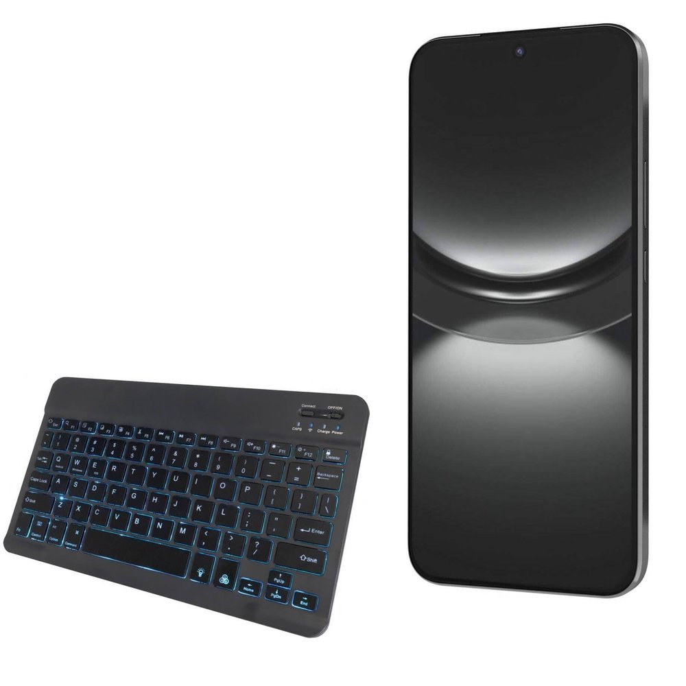 BoxWave Keyboard Compatible with Huawei nova 12 Lite - SlimKeys Bluetooth Keyboard - with Backlight, Portable Slim LED 7 Colors - Jet Black