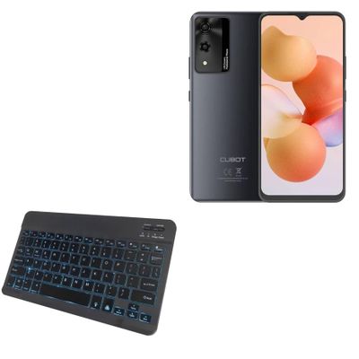 BoxWave Keyboard Compatible with Cubot A10 - SlimKeys Bluetooth Keyboard - with Backlight, Portable Slim LED 7 Colors - Jet Black