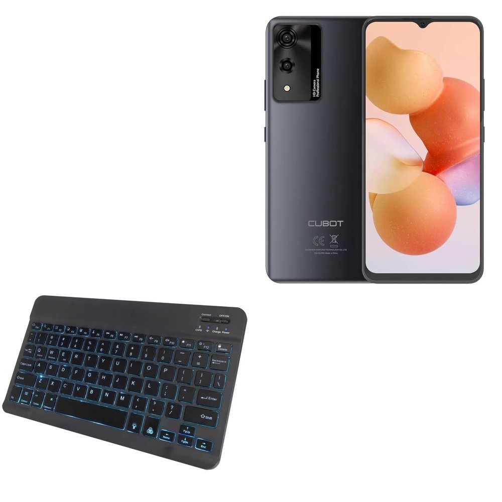 BoxWave Keyboard Compatible with Cubot A10 - SlimKeys Bluetooth Keyboard - with Backlight, Portable Slim LED 7 Colors - Jet Black