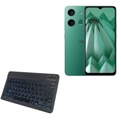 BoxWave Keyboard Compatible with HMD Aura - SlimKeys Bluetooth Keyboard - with Backlight, Portable Slim LED 7 Colors - Jet Black