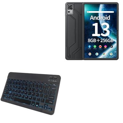 BoxWave Keyboard Compatible with Naclud Android 13 Tablet Octa-core (12 in) - SlimKeys Bluetooth Keyboard - with Backlight, Portable Slim LED 7 Colors - Jet Black