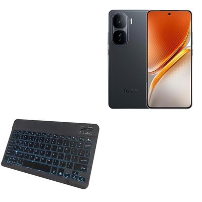 BoxWave Keyboard Compatible with vivo iQOO Neo10 - SlimKeys Bluetooth Keyboard - with Backlight, Portable Slim LED 7 Colors - Jet Black