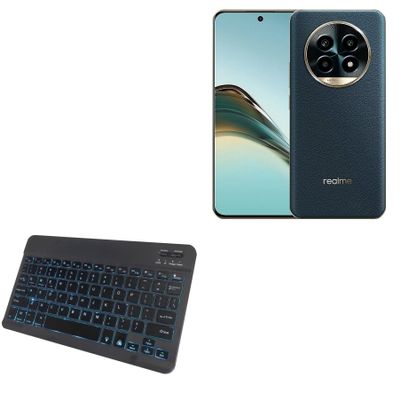 BoxWave Keyboard Compatible with Realme 13 Pro 5G - SlimKeys Bluetooth Keyboard - with Backlight, Portable Slim LED 7 Colors - Jet Black