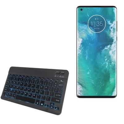 BoxWave Keyboard Compatible with Motorola Edge+ - SlimKeys Bluetooth Keyboard - with Backlight, Portable Slim LED 7 Colors - Jet Black
