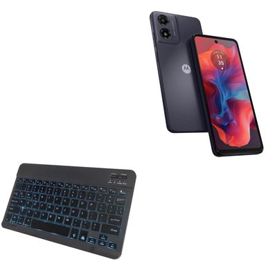 BoxWave Keyboard Compatible with Motorola G04 - SlimKeys Bluetooth Keyboard - with Backlight, Portable Slim LED 7 Colors - Jet Black