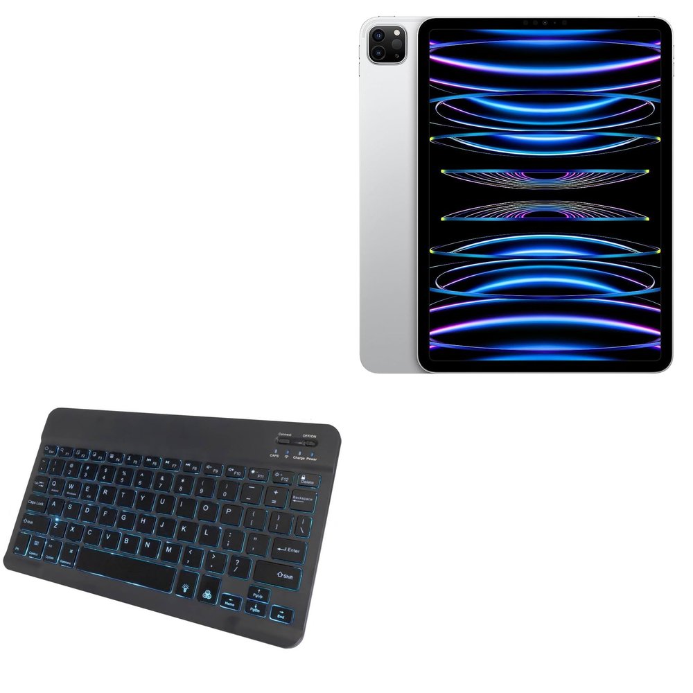 BoxWave Keyboard Compatible with Apple iPad Pro 11" (2022) - SlimKeys Bluetooth Keyboard - with Backlight, Portable Slim LED 7 Colors - Jet Black