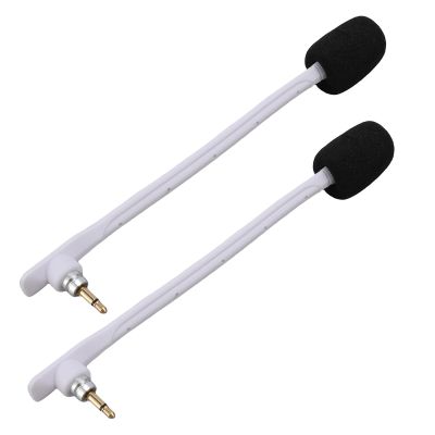 Yunseity 2pcs Replacement Microphones for Gaming Headset Mic Fit for TR, Gold Plated Sound Quality Clear Voice Bendable Noise Cancel Wind Foam Mic with OFC Wire (White)
