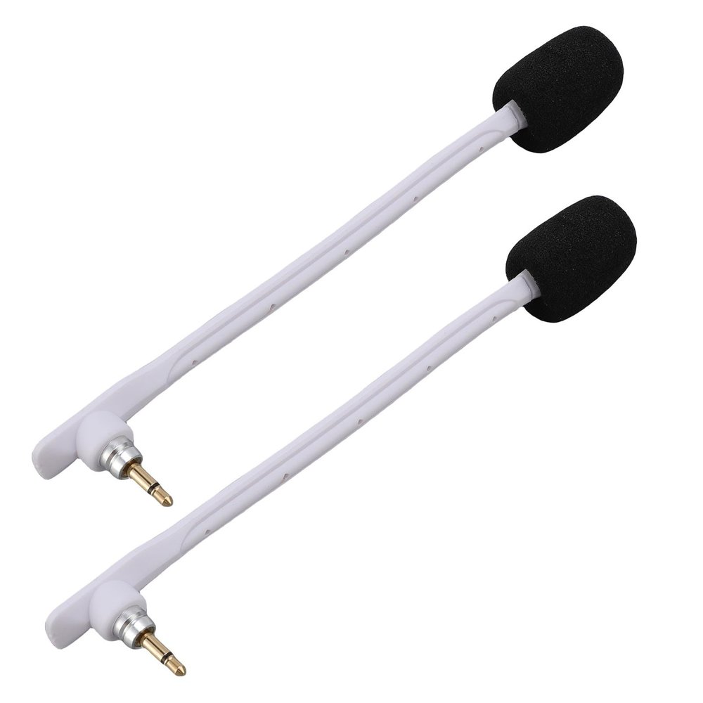 Yunseity 2pcs Replacement Microphones for Gaming Headset Mic Fit for TR, Gold Plated Sound Quality Clear Voice Bendable Noise Cancel Wind Foam Mic with OFC Wire (White)