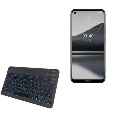 BoxWave Keyboard Compatible with Nokia 3.4 - SlimKeys Bluetooth Keyboard - with Backlight, Portable Slim LED 7 Colors - Jet Black