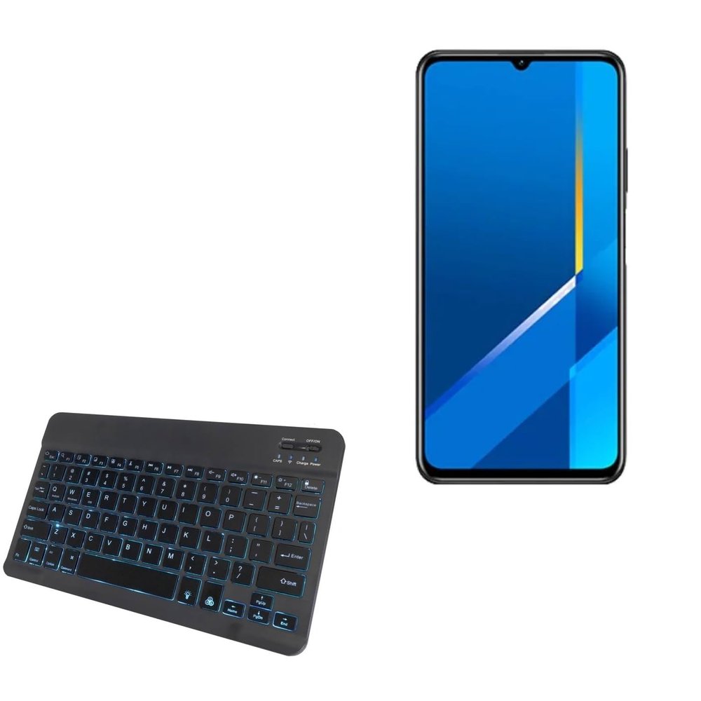 BoxWave Keyboard Compatible with Huawei Honor X10 Max - SlimKeys Bluetooth Keyboard - with Backlight, Portable Slim LED 7 Colors - Jet Black