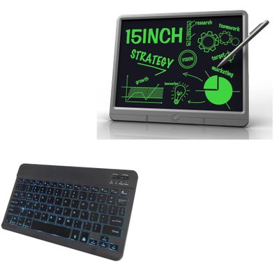 BoxWave Keyboard Compatible with Wicue TGB15 (15 in) - SlimKeys Bluetooth Keyboard - with Backlight, Portable Slim LED 7 Colors - Jet Black