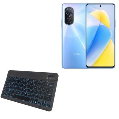 BoxWave Keyboard Compatible with Hi nova 9 - SlimKeys Bluetooth Keyboard - with Backlight, Portable Slim LED 7 Colors - Jet Black