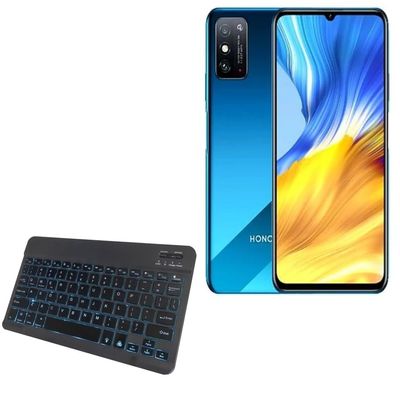 BoxWave Keyboard Compatible with Honor X10 Max 5G - SlimKeys Bluetooth Keyboard - with Backlight, Portable Slim LED 7 Colors - Jet Black