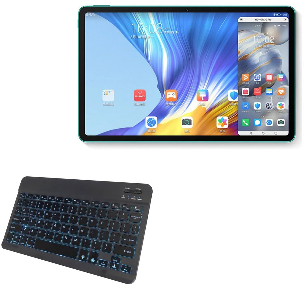 BoxWave Keyboard Compatible with Huawei Honor ViewPad 6 - SlimKeys Bluetooth Keyboard - with Backlight, Portable Slim LED 7 Colors - Jet Black